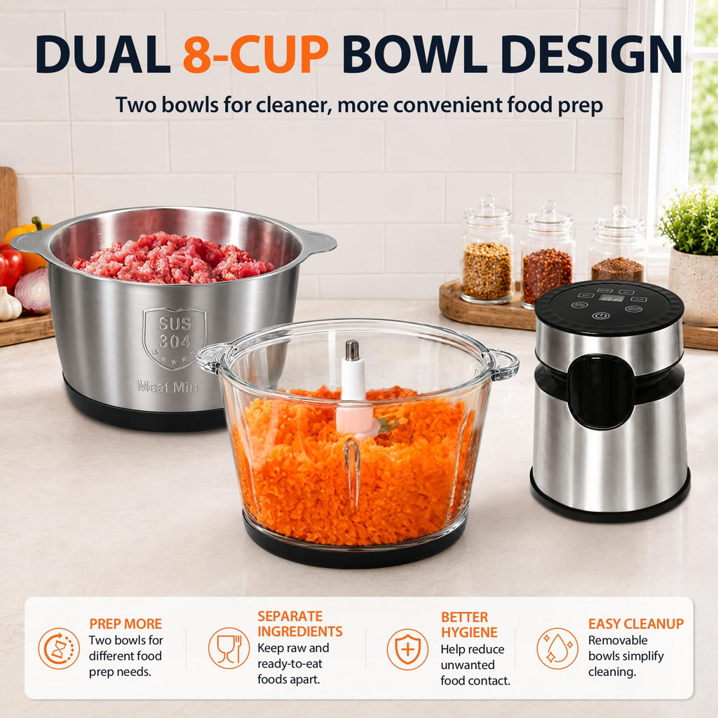 Touch Control Auto Food Processor 500W Copper Meat Onion Garlic Nuts Veg