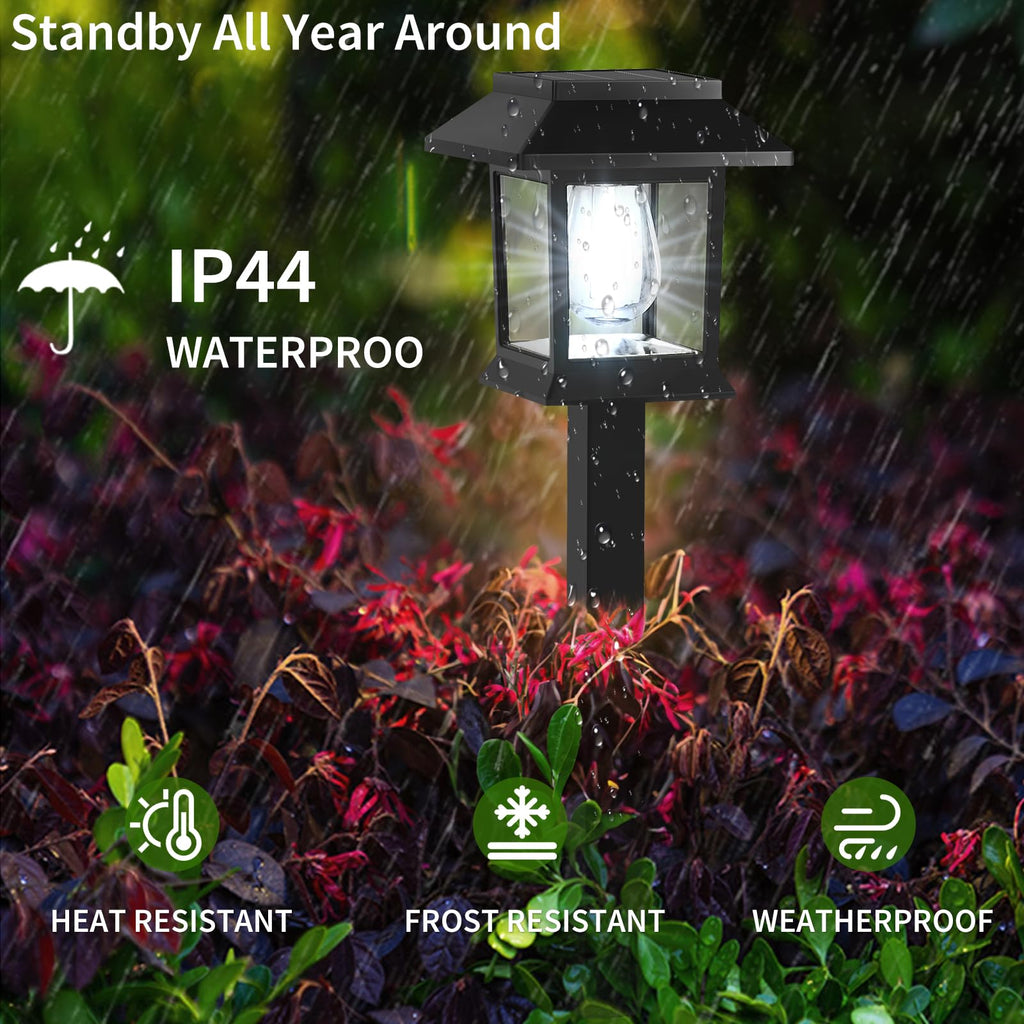 Solar Lights Outdoor, 6 Pack 6000K Waterproof Auto On/Off Solar Pathway Lights for Garden, Landscape, Path, Yard