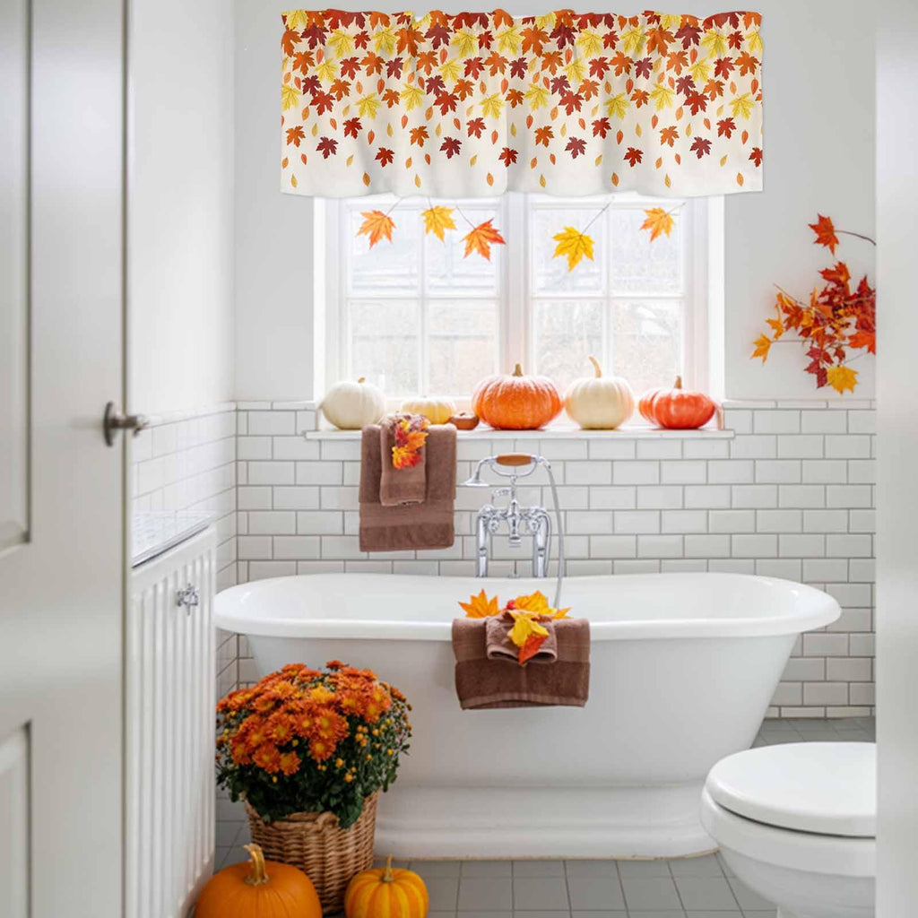 Fall Valance for Windows Maple Leaves Curtains Valances Thanksgiving Rod Pocket Valance Window Treatments Harvest
