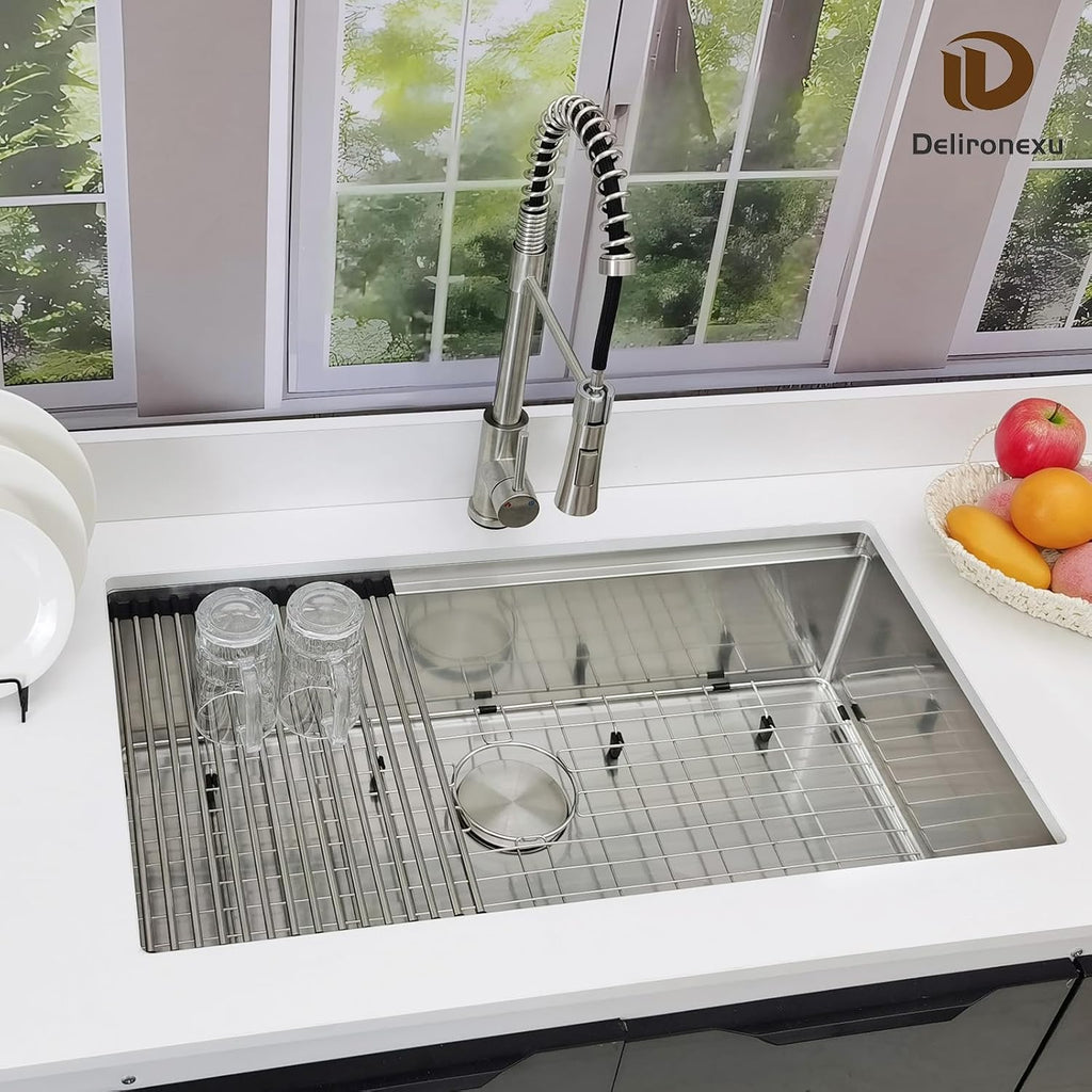 33x19 Undermount Kitchen Sink, 33 Inch Kitchen Sink Workstation, 16 Gauge 304 Stainless Steel Undermount Kitchen Sink