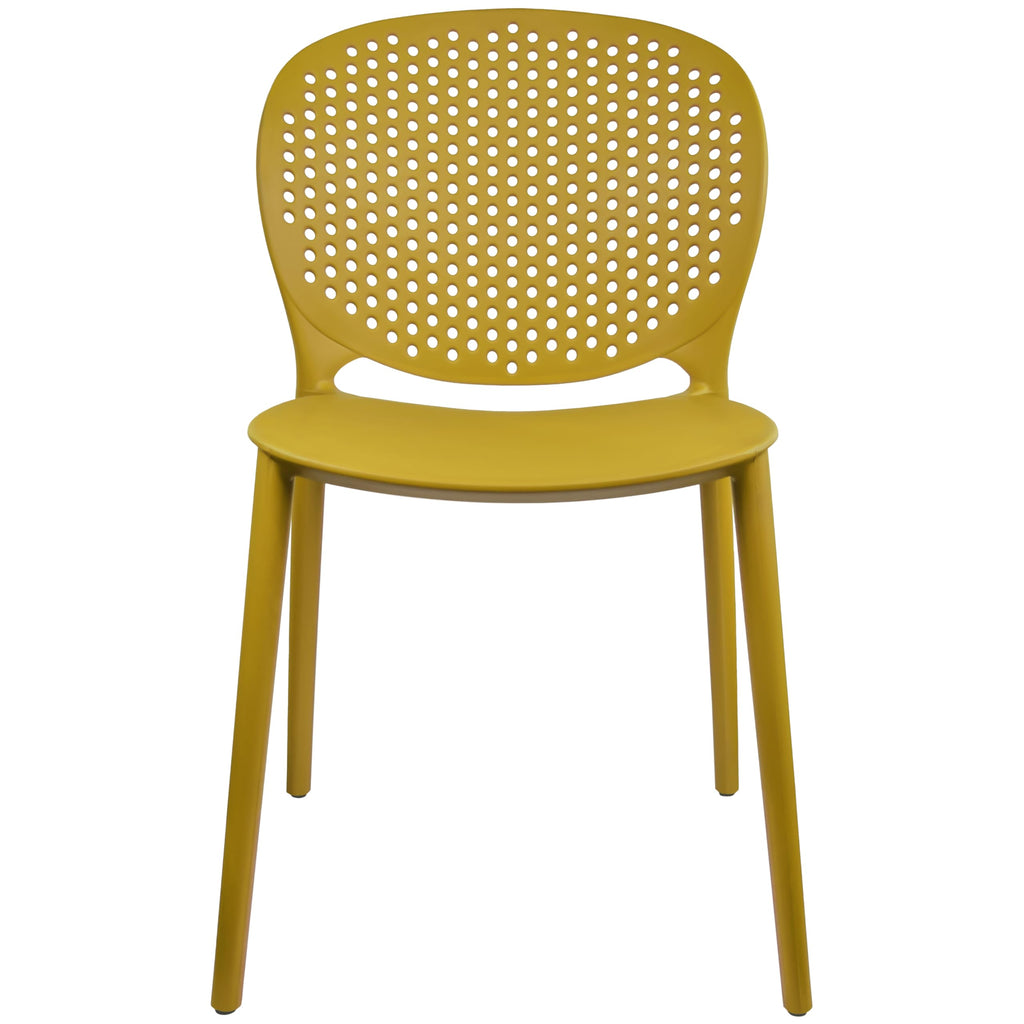 Set of 4 Patio Dining Chairs | Modern Stackable Outdoor Pool Side Chair | Weather Resistant Plastic for Yard, Porch