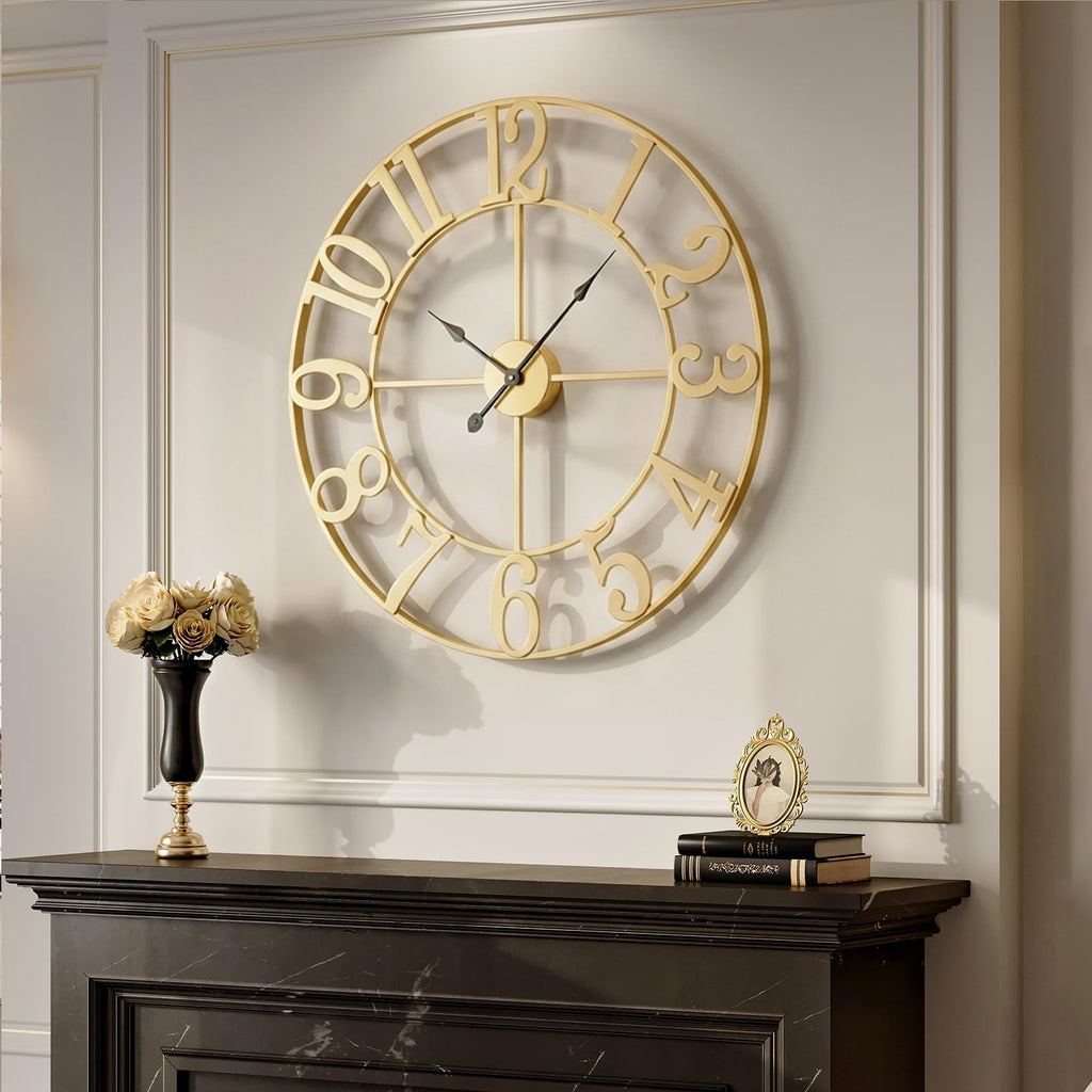 36 Inch Large Wall Clock Gold Decorative Clock Decor