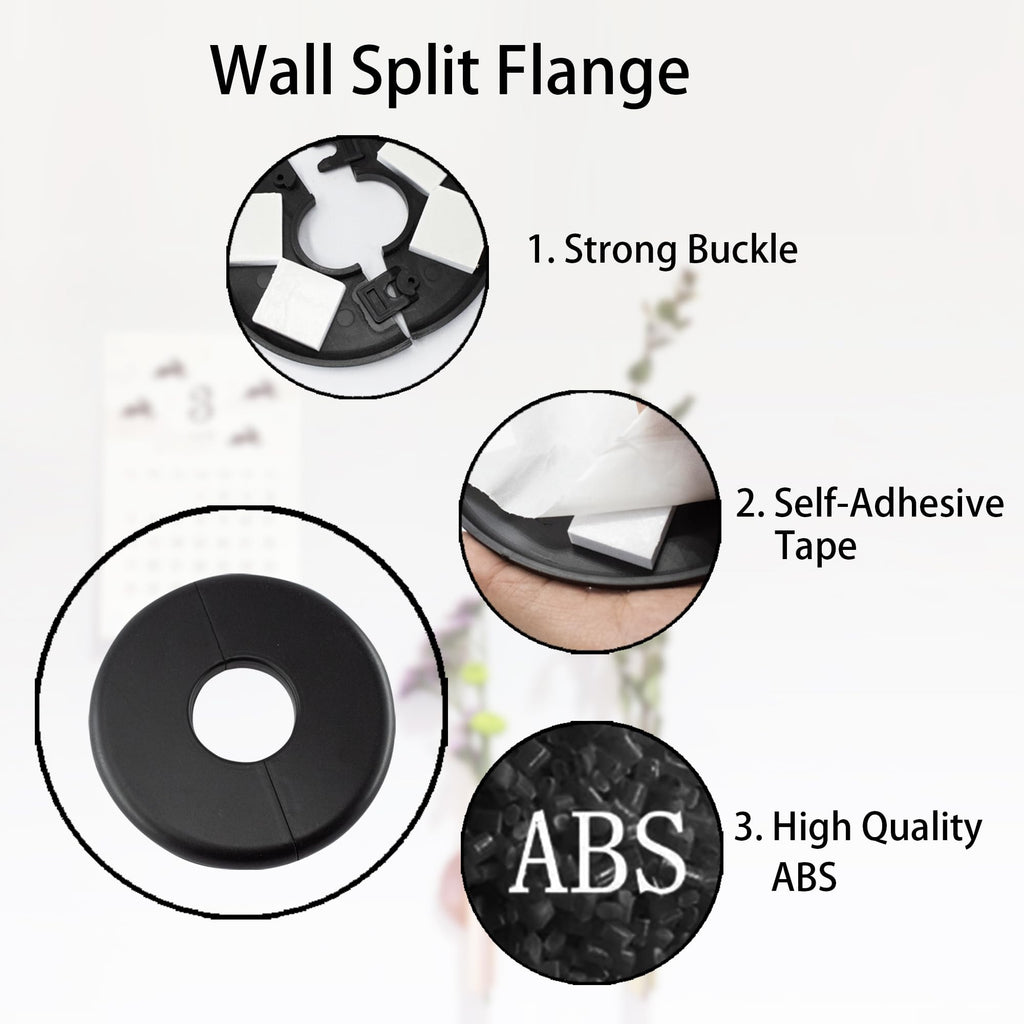 Wall Split Flange 26mm/1"Diameter, ABS Round Self-Adhesive Escutcheon Plate, Wall Hole Decoration Cover, Water Pipe
