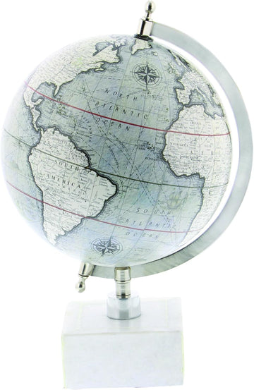 Marble Globe, 9" x 8" x 14", White