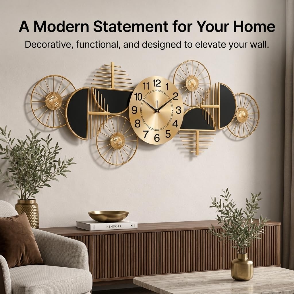 40" Large Modern Wall Clock, 3D Metal Wall Art