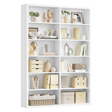 6-Tier Bookshelf, Minimalist Bookcase with Adjustable Shelves