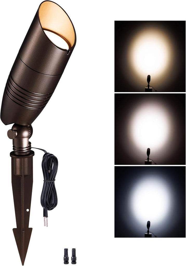 Low Voltage Spotlight, 3CCT 3000K/4000K/5000K Adjustable, Outdoor 12V LED Landscape Lighting, Waterproof IP65 ORB