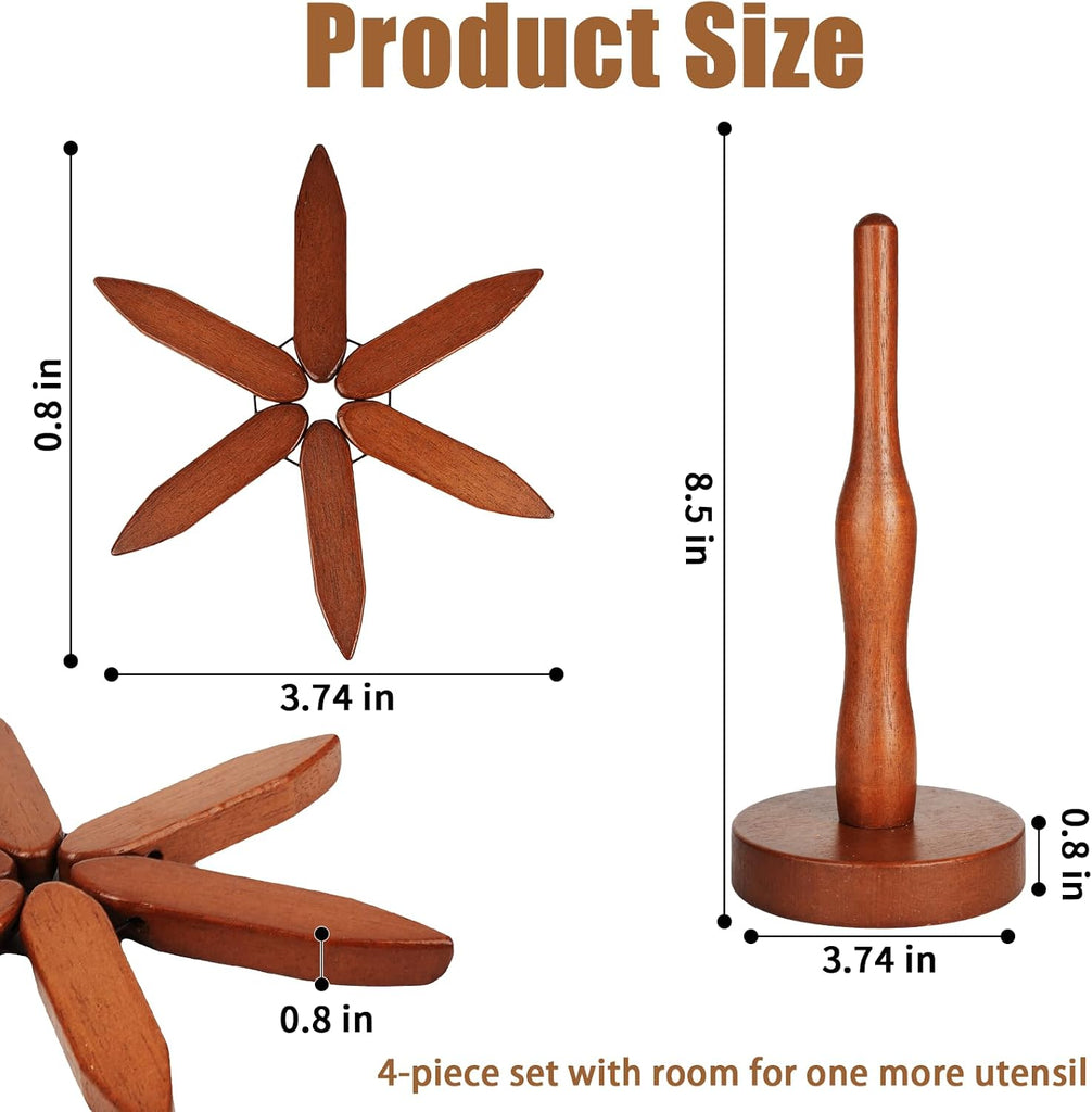 Wooden Trivets for Hot Dishes, Tree Shape Trivet Set, Foldable Kitchen Wooden Trivets, Tree Coaster for Hot