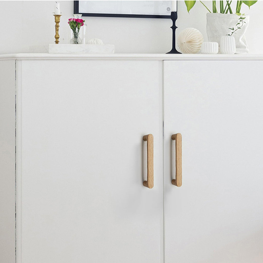 6 Pack White Oak Wood Drawer Pulls Handes Rustic Cabinet Pulls Handles Wood Dresser Knob Kitchen Furniture Hardware