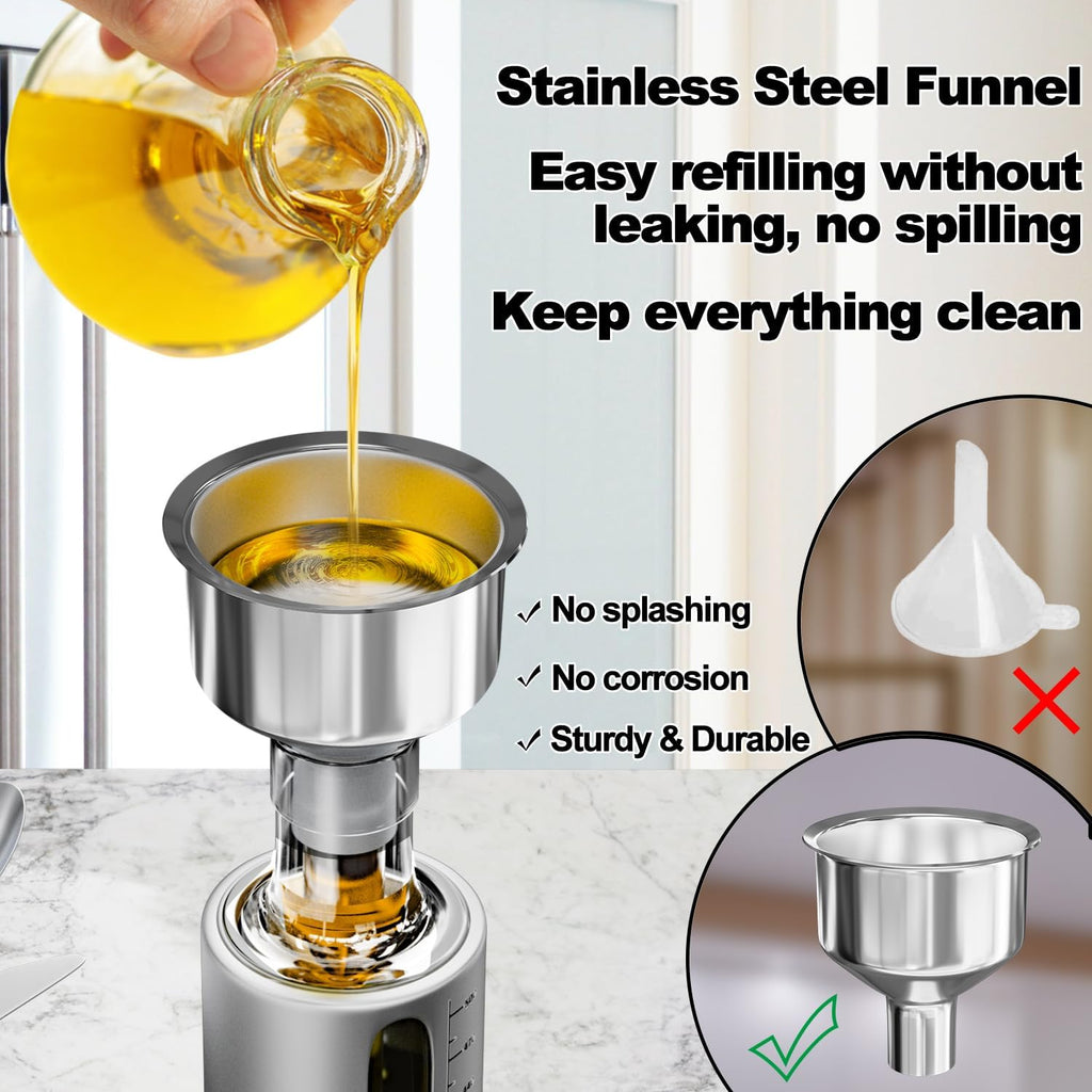 Oil Dispenser Bottle, 4 Pack Glass Olive Oil Dispenser Bottle with Shelf, 17oz/500 ml Oil and Vinegar Dispenser Set - Set of 4