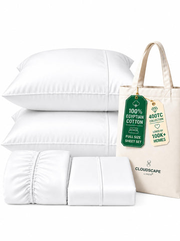 100% Egyptian Cotton Full Size Bed Sheet - White
