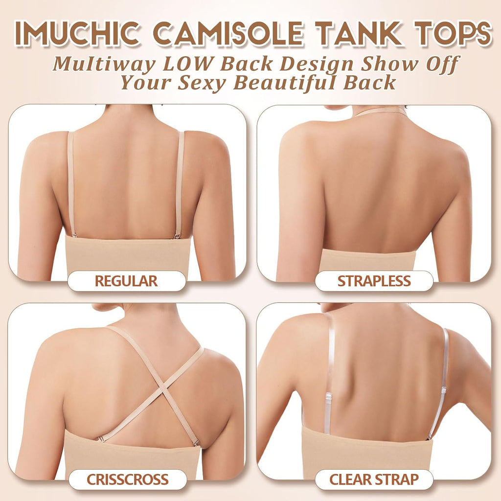 Seamless Camisole Tank Tops Camis for Girls with Clear Straps
