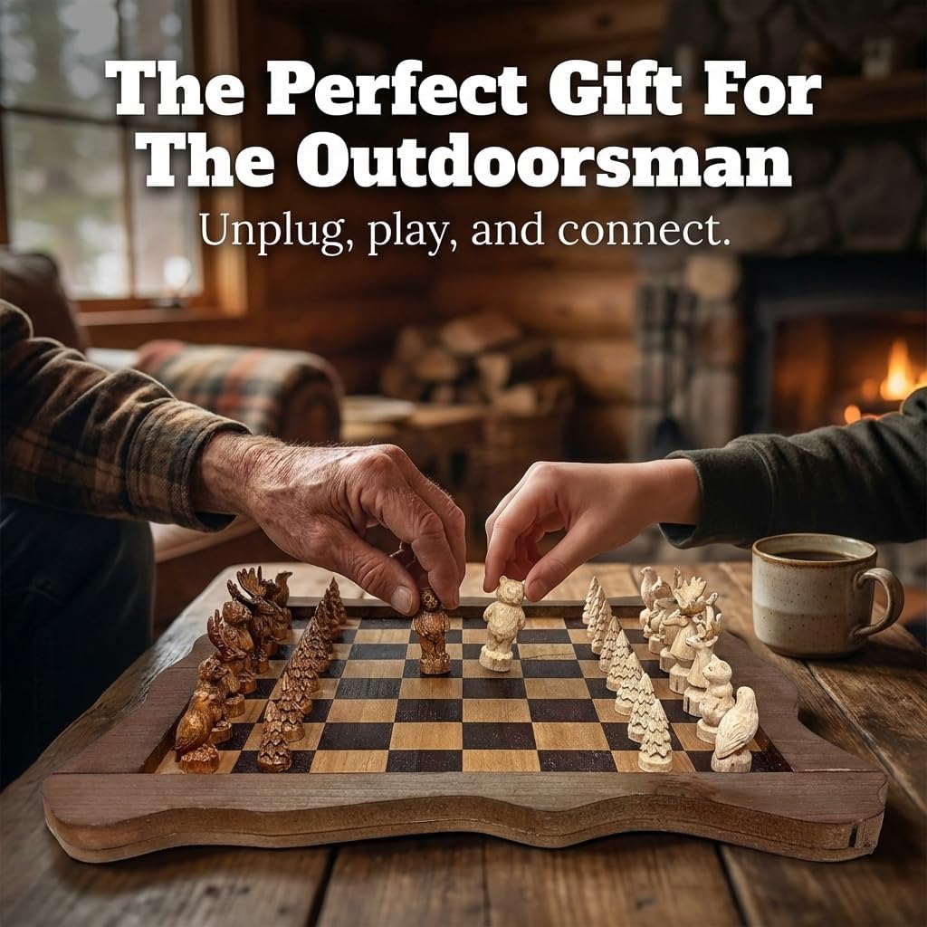 Forest Crowd Chessboard - Wooden Unique Chess Set - Set of 33