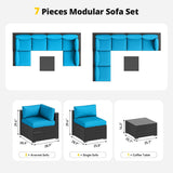 Aoxun Patio Furniture Set, 7 Piece Outdoor Sectional Sofas with Waterproof Cover