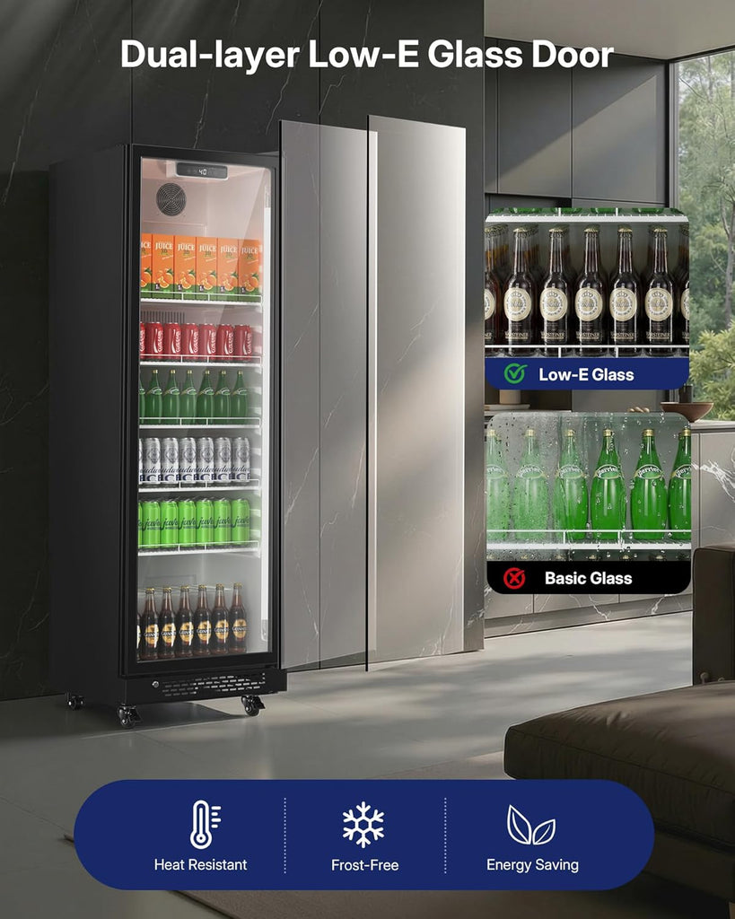 Commercial Beverage Refrigerator, 12.1 Cu.Ft Glass Door Display Refrigerator wit