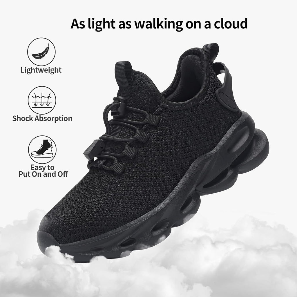 Kids Shoes Boys Girls Tennis Shoes Lightweight Sports Kids Sneakers Slip on with Bungee Lace for Running/Walking