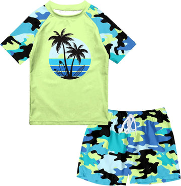 Boys Swim Set Rash Guard Swimsuits Two Piece