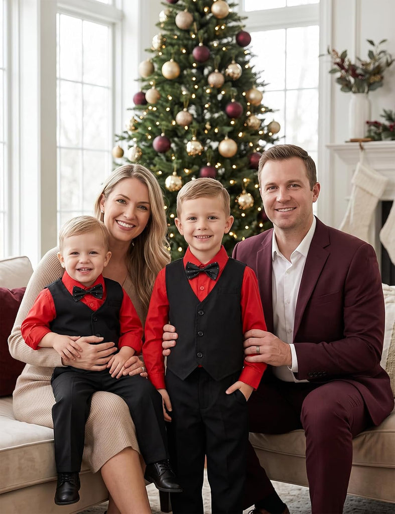 Toddler Boy Formal Suit 4pcs Vest, Shirt, Pants, Bow Tie