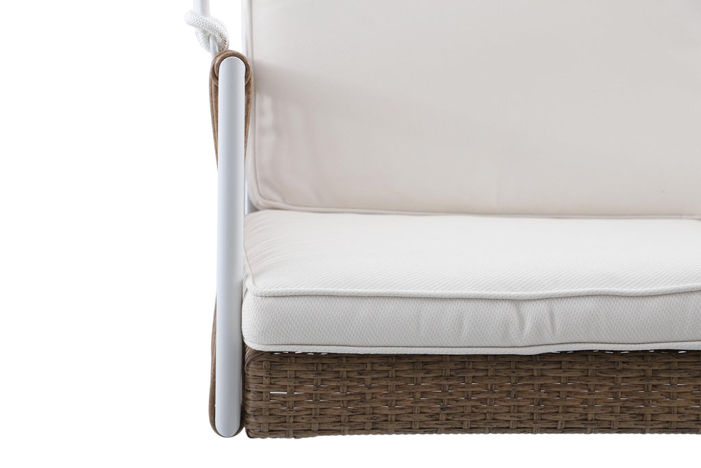 Anderson 4 Foot Wicker Porch Swing with Cushions - Modern Porch Swing with Hanging Ropes Included