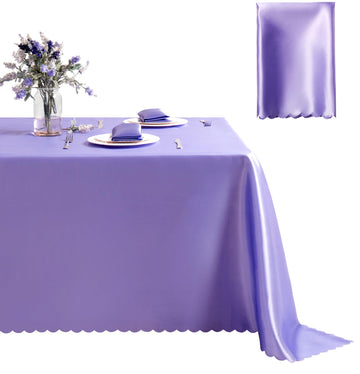 Rectangle Satin Tablecloth 60 x 120 Inches, Light Purple