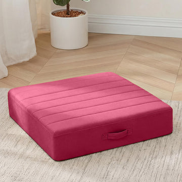 24 Inch Square Floor Pillow for Adults, Wine Thick Foam Cushion