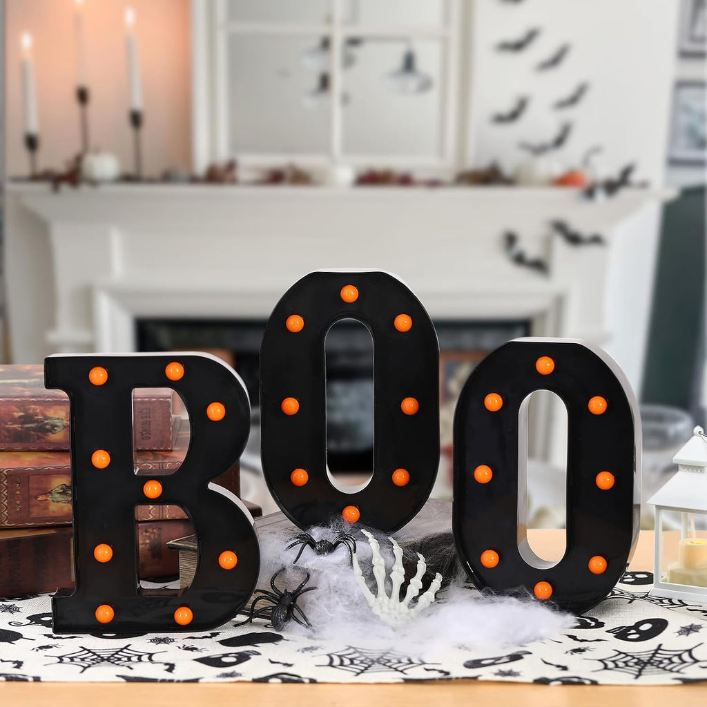 Halloween Decorations-3 Marquee Light up Letters "BOO" Decorative Sign - Set of 3