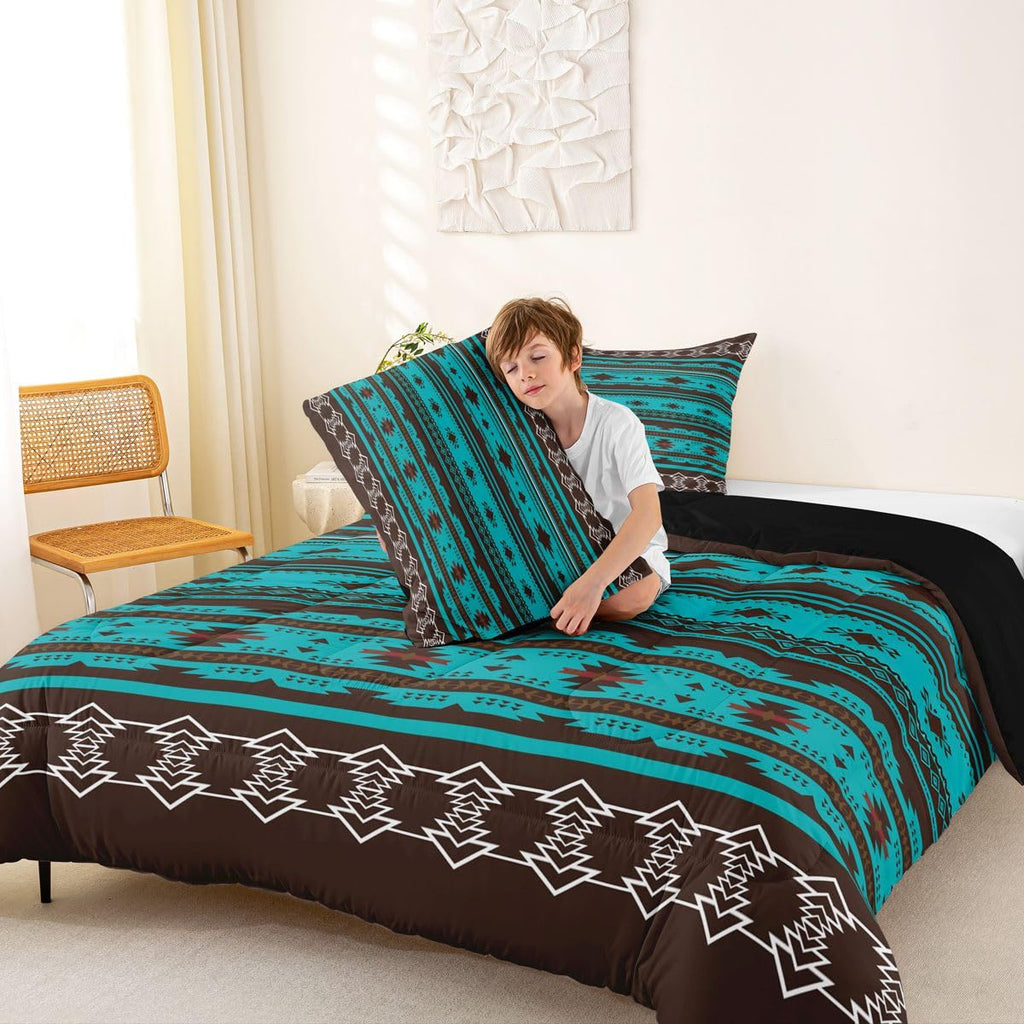 Boho Aztec Ethnic Comforter Set Tribal Bedding Set Queen Size