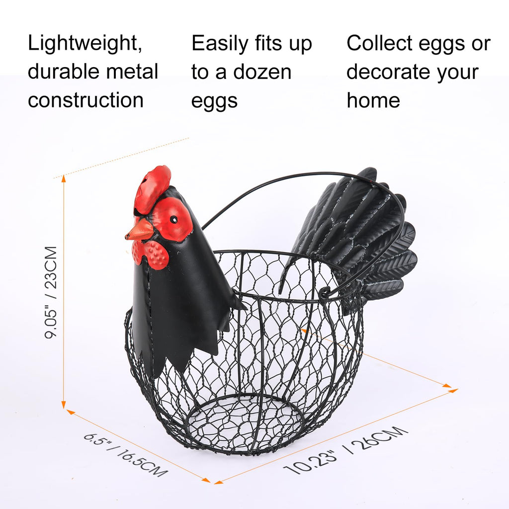 Chicken Egg Collecting Basket, Metal Wire Eggs Holder Bowl with Handle