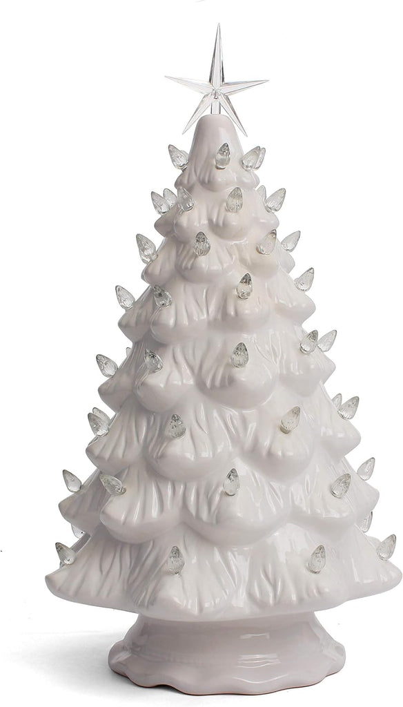 Ceramic Christmas Tree - Tabletop Tree with Lights - (15.5" White)