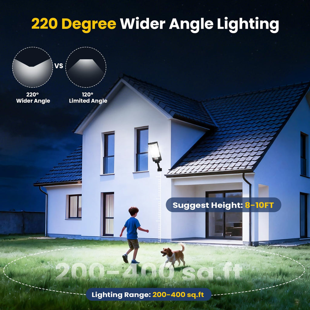 2-Pack Solar Street Lights Outdoor Waterproof, Solar Lights with Motion Sensor, LED Flood Light with Remote