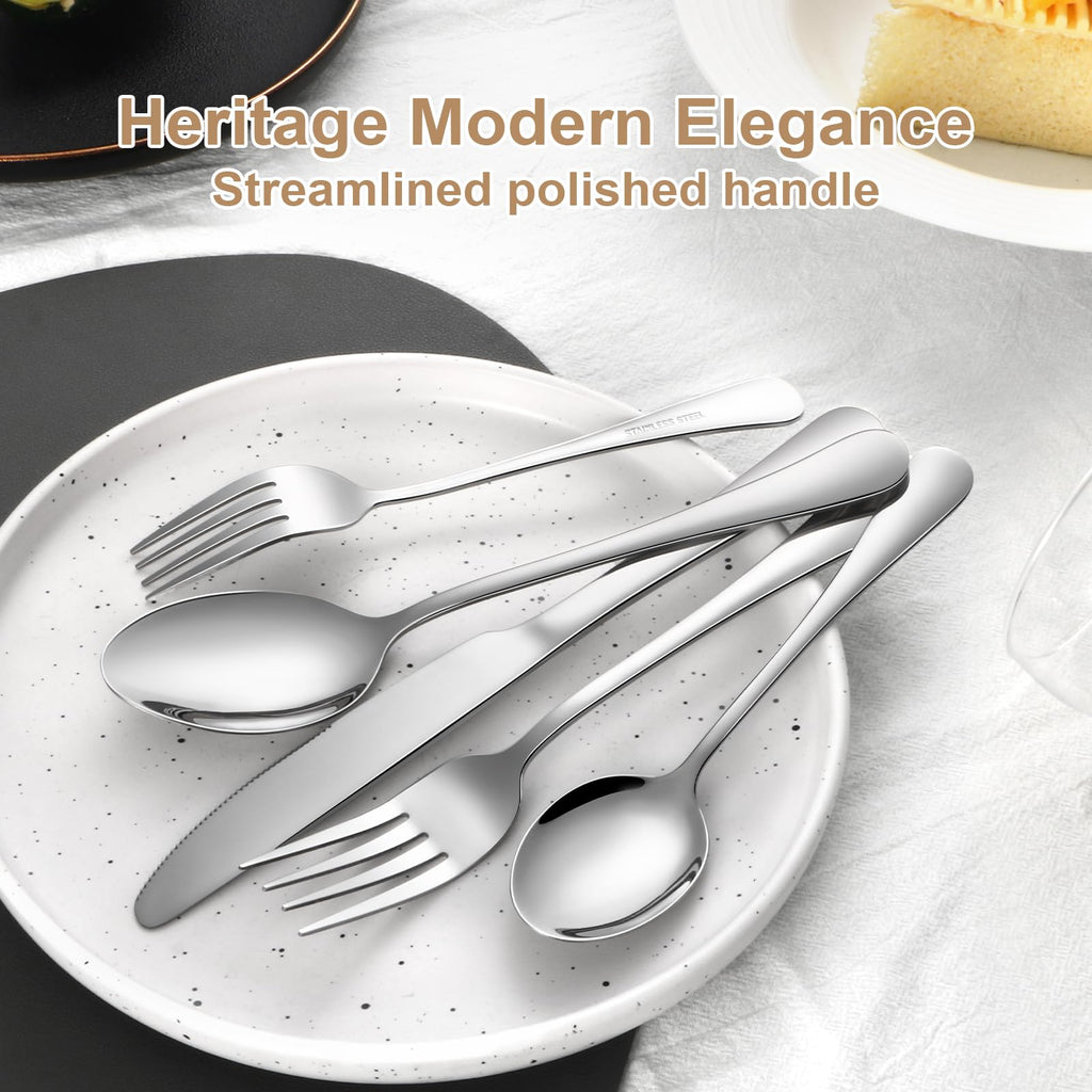 30-Piece Silverware Set for 6, Food Grade Stainless Steel Flatware Set, Mirror Polished Cutlery Utensil Set with