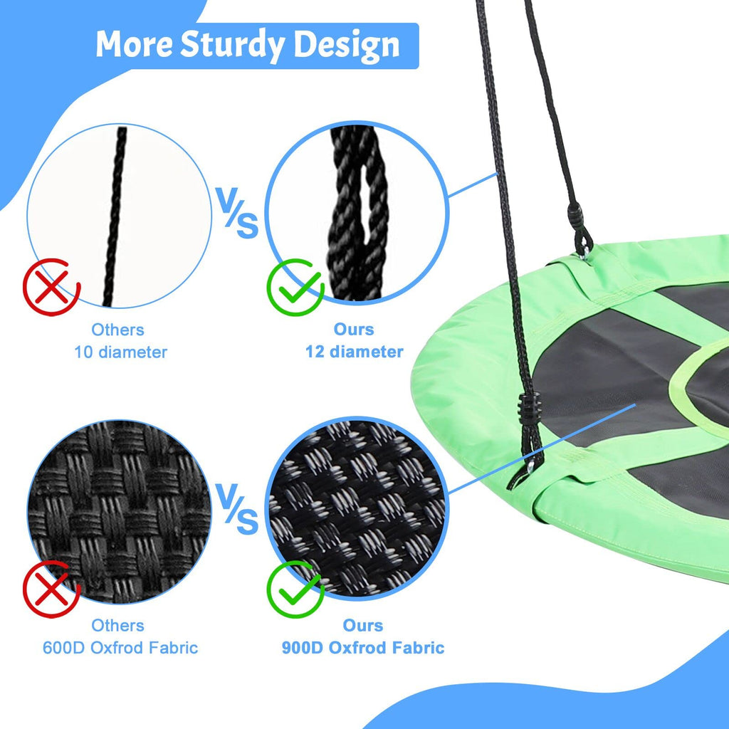 40 Inch Backyard Tree Swing, Saucer Swing with Straps and Adjustable Ropes