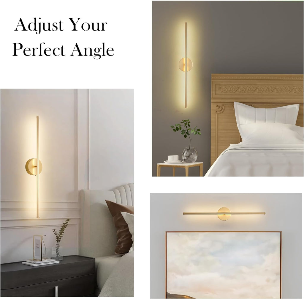 Battery Operated Wall Sconces with Remote Control, Dimmable Wall Sconces Set of Two, 350°Rotate, 3000K LED Gold