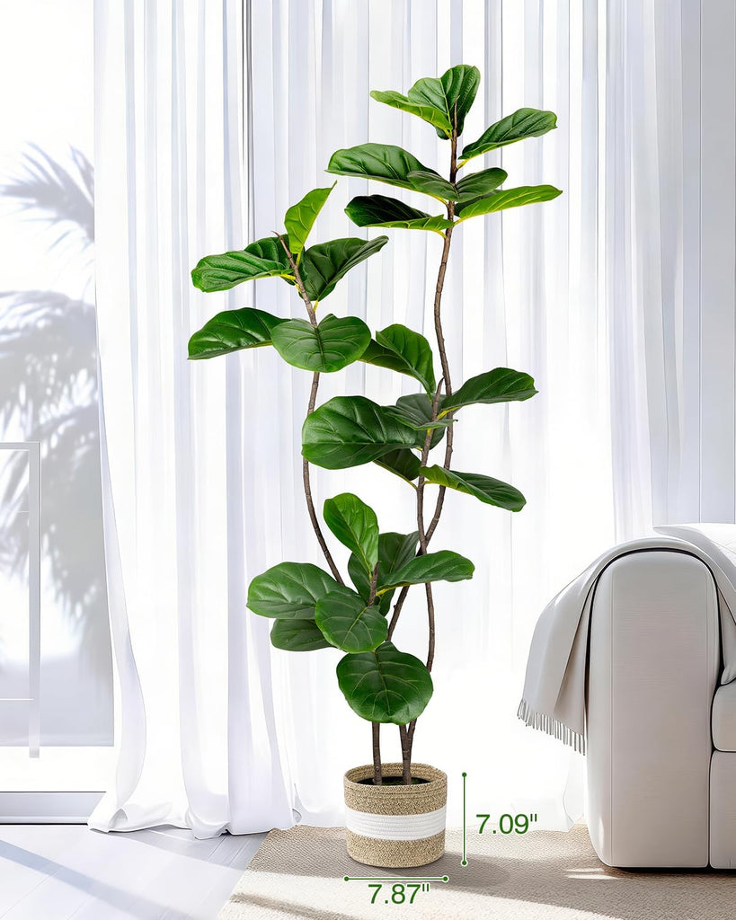 Artificial Fiddle Leaf Fig Tree 5FT with Cotton Basket