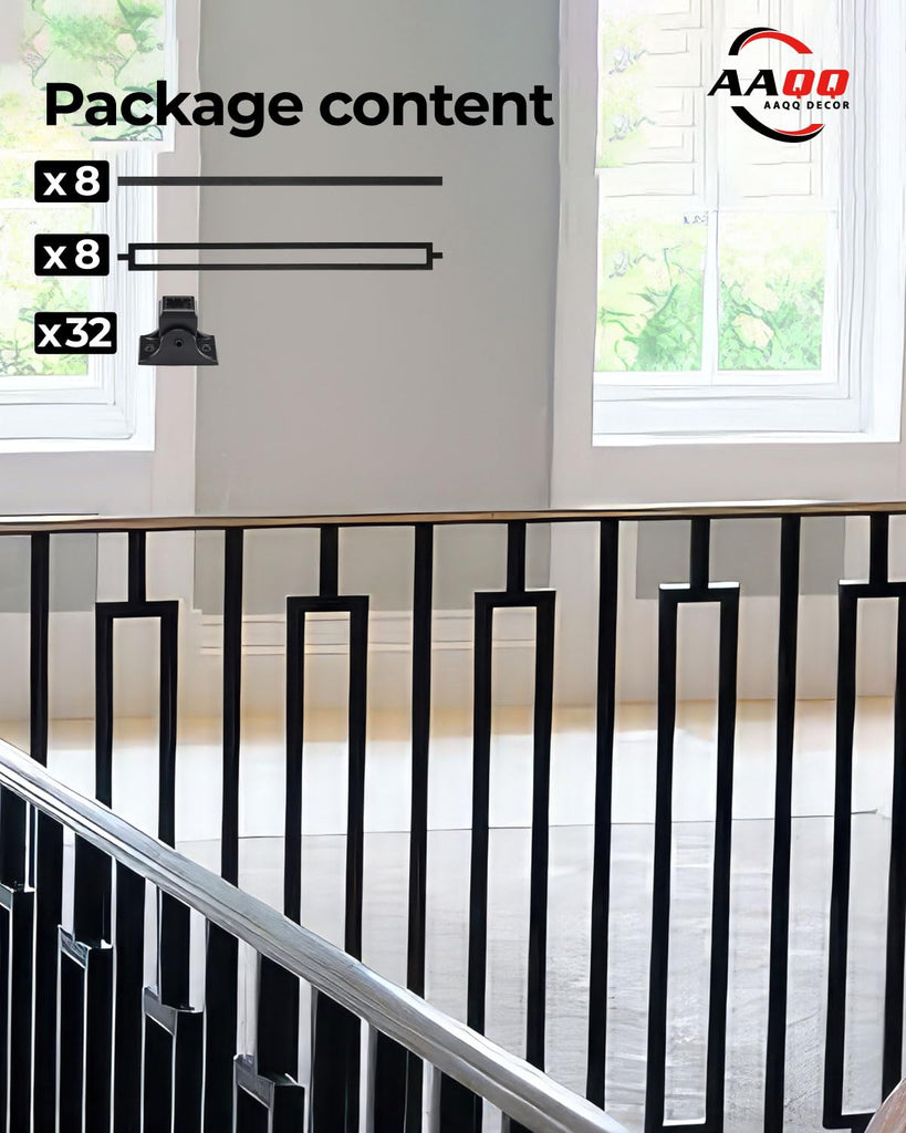 16 Pack Balusters for Staircase Interior Hollow Narrow Rectangular and Straight Stair Spindles 1/2" Square Iron