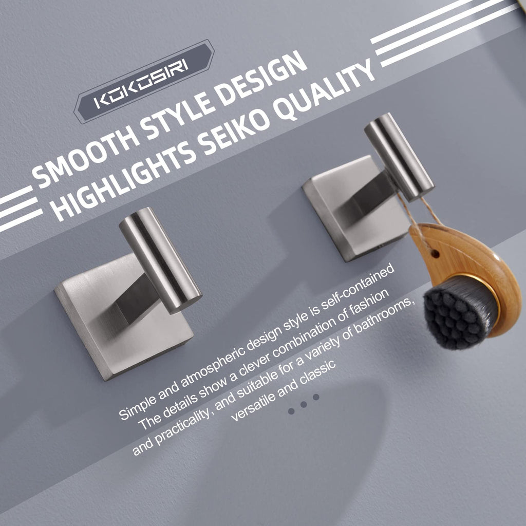 Robe Hook Bathroom Towel Coat Hooks for Bath Kitchen Wall 2 Pack Brushed Nickel Stainless Steel