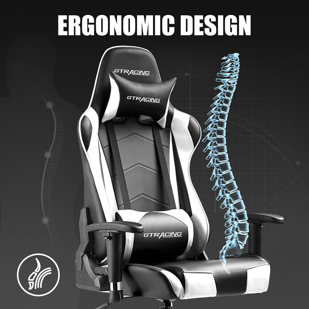 Gaming Chair Racing Office Computer Ergonomic Video Game Chair Backrest and Seat Height Adjustable Swivel Recliner