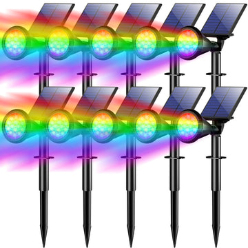 Solar Lights Outdoor Waterproof Flag Spotlights 10 Pack (Colored)
