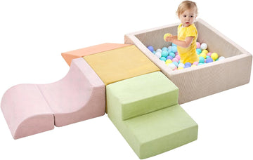 Climbing Toys for Toddlers, Toddler Climbing Toys Indoor, Piece Foam Climbing Blocks with Ball Pit (Balls not