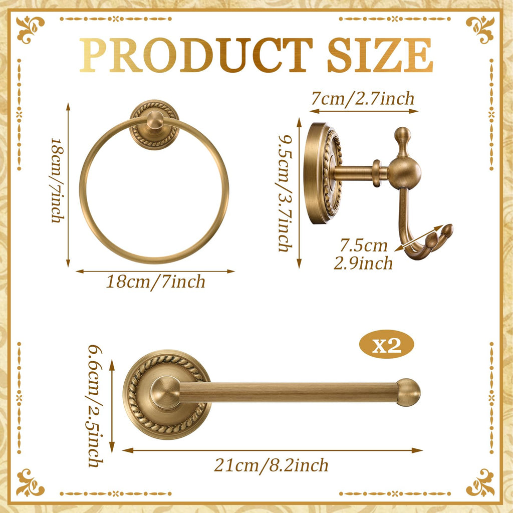 4 Pcs Antique Brass Gold Bathroom Accessories Set