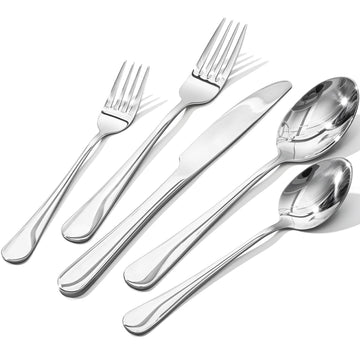 30-Piece Silverware Set for 6, 18/10 stainless Steel Flatware Set, Mirror Polished Cutlery Set, Dishwasher Safe