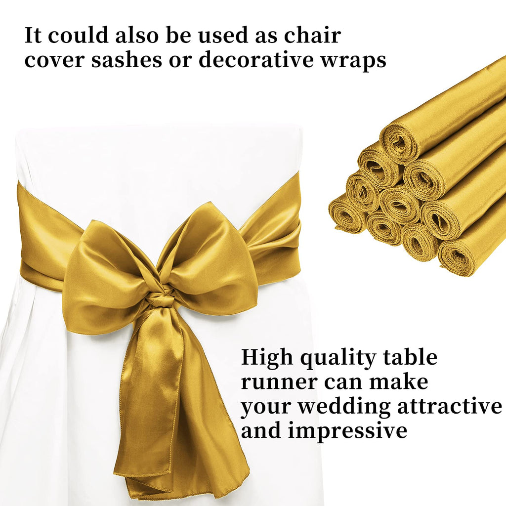 10-Pack Gold 12 x 108 inches Long Premium Satin Table Runner