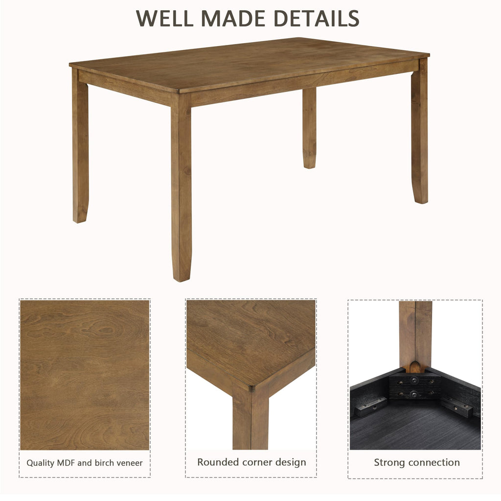 6-Piece Dining Set, 58.5" Table with X-Back Chairs & Upholstered Bench