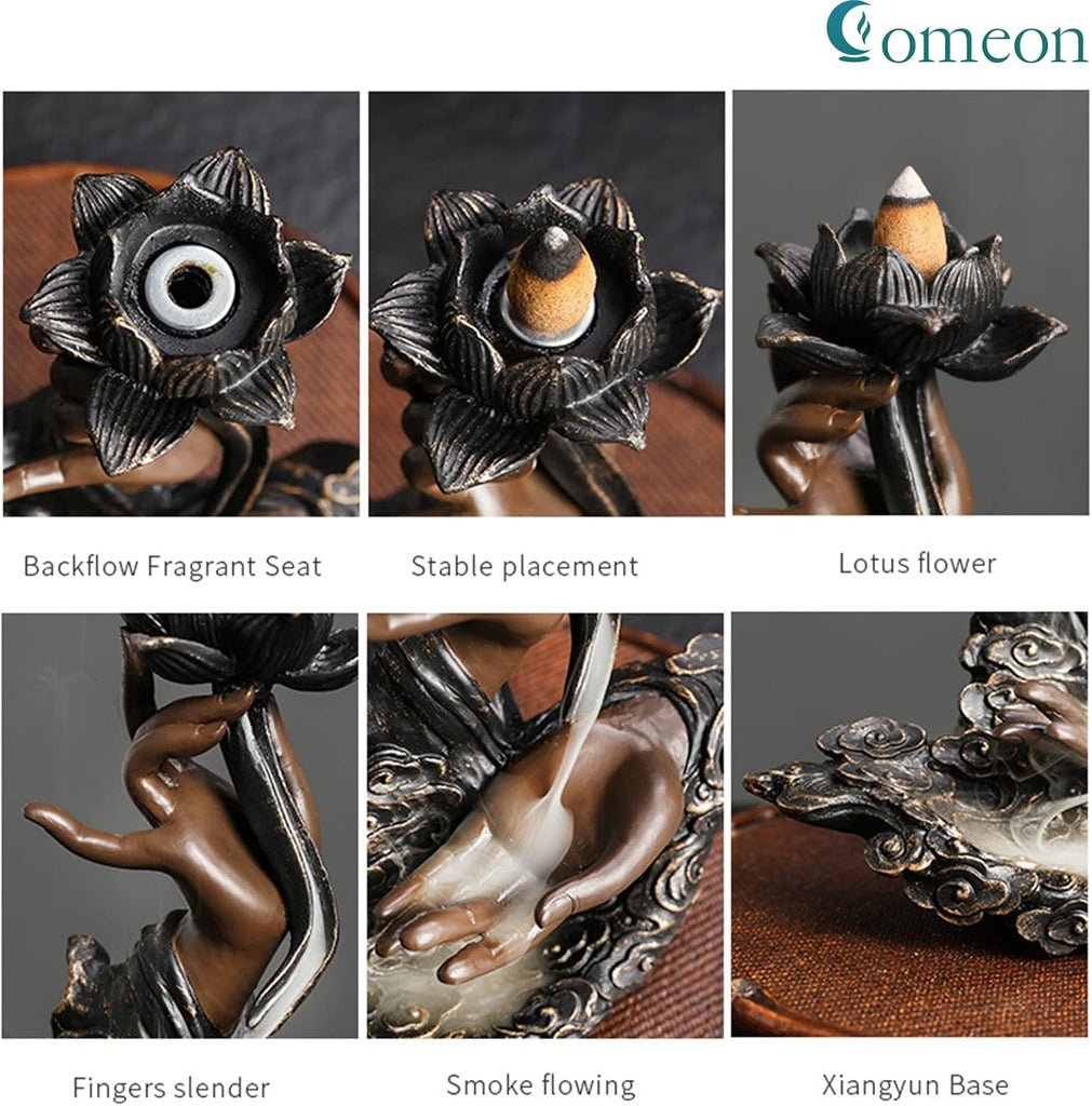 Backflow Incense Burner Handmade Resin Waterfall Incense Holder - Set of 5