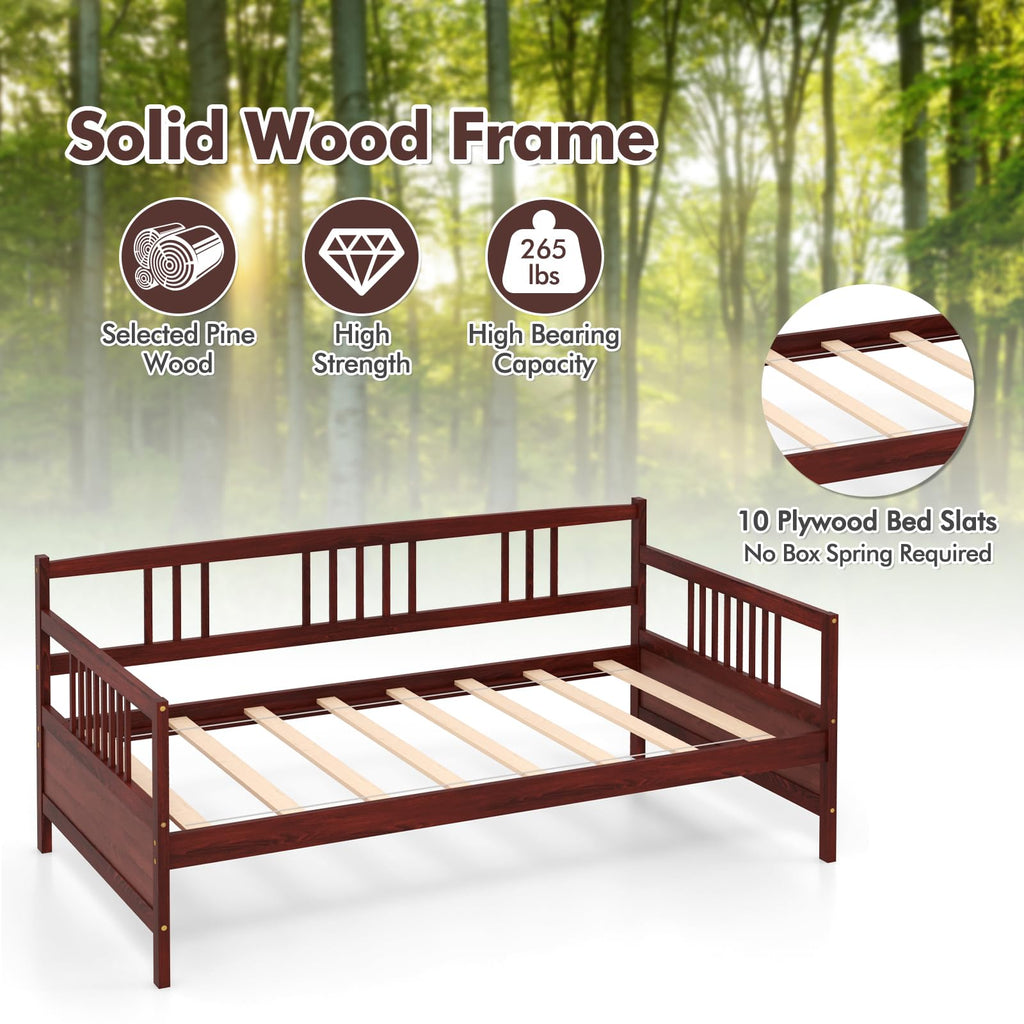 Wood Daybed Frame Twin Size, Sofa Day Bed Frame with Wooden Slats Support, No Box Spring Needed, Twin Daybed Frame