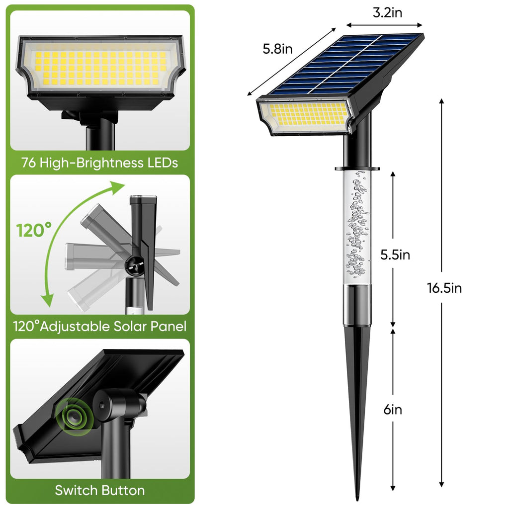 Solar Spot Lights Outdoor Waterproof, Warm White 4 Pack