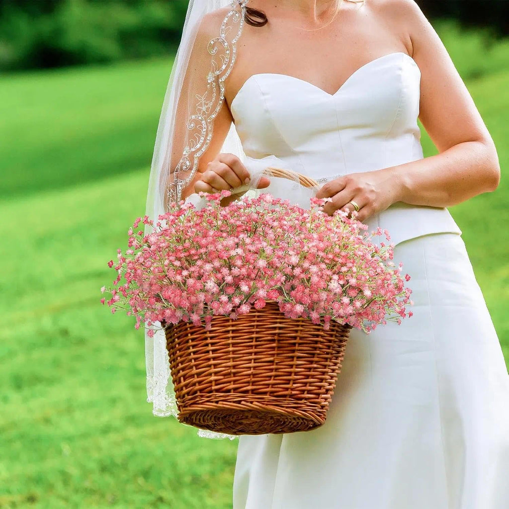 24Pcs Babys Breath Artificial Flowers Bulk, Pink