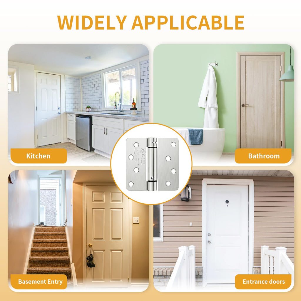 2 Pack Self Closing Door Hinges 4 Inch, Adjustable Tension