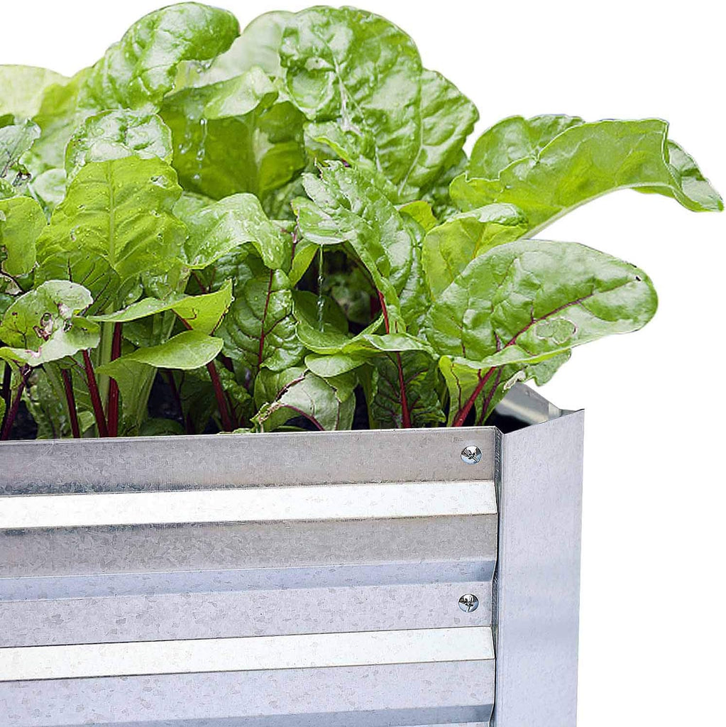 Galvanized Raised Garden Bed 8x4x1ft Single Unit | Above Ground Planter Overlap Panels No-Deform, Anti-Rust