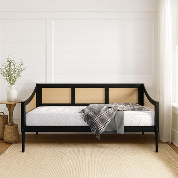Elko Twin Wood and Rattan Daybed, Black